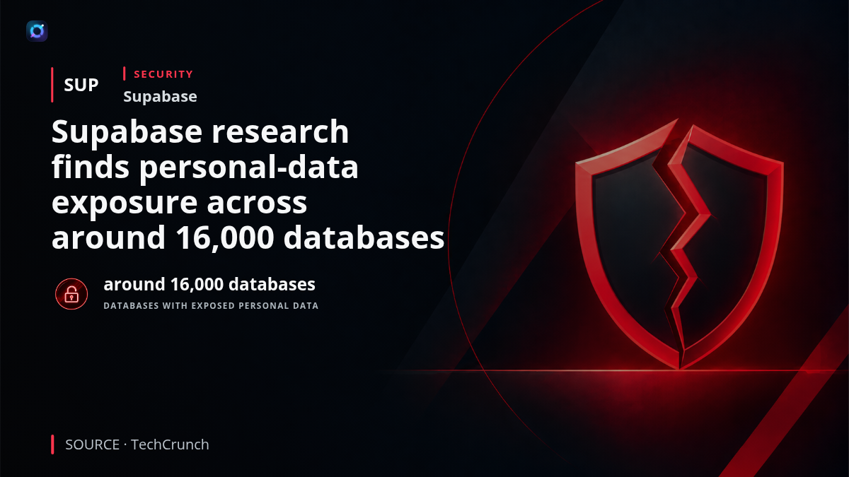 A security-focused illustration of database servers associated with Supabase, representing research that found personal information exposed across around 16,000 hosted databases and the resulting customer-security risk.