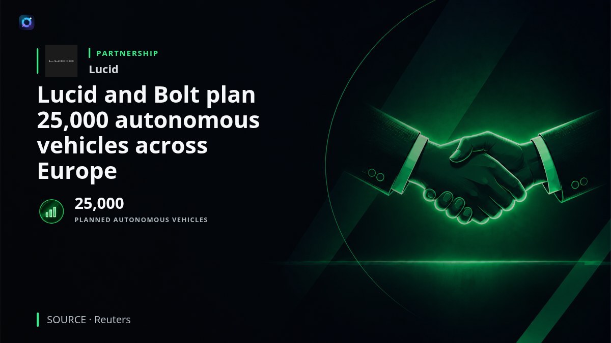 Lucid electric vehicle representing the planned European autonomous ride-service partnership with Bolt.