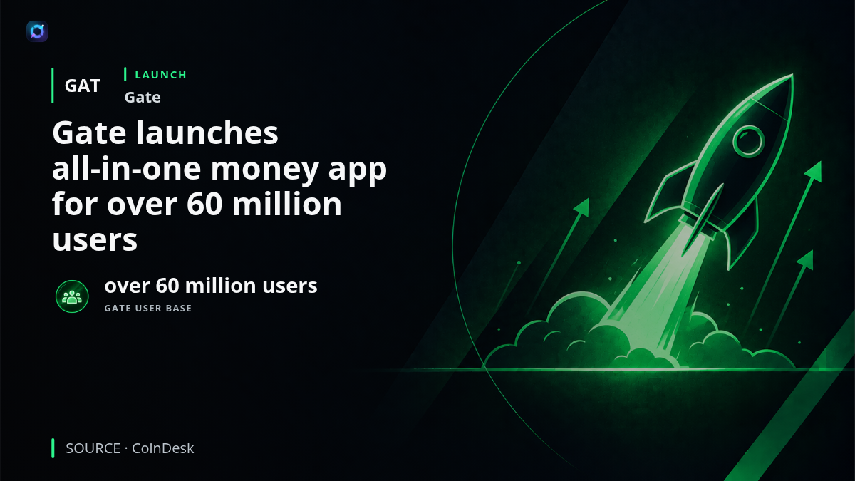A mobile financial app concept showing cash, cryptocurrency, stocks, gold and card payments together, representing Gate’s launch of Gate Money for an exchange with over 60 million users and its expansion beyond crypto trading into broader consumer finance.