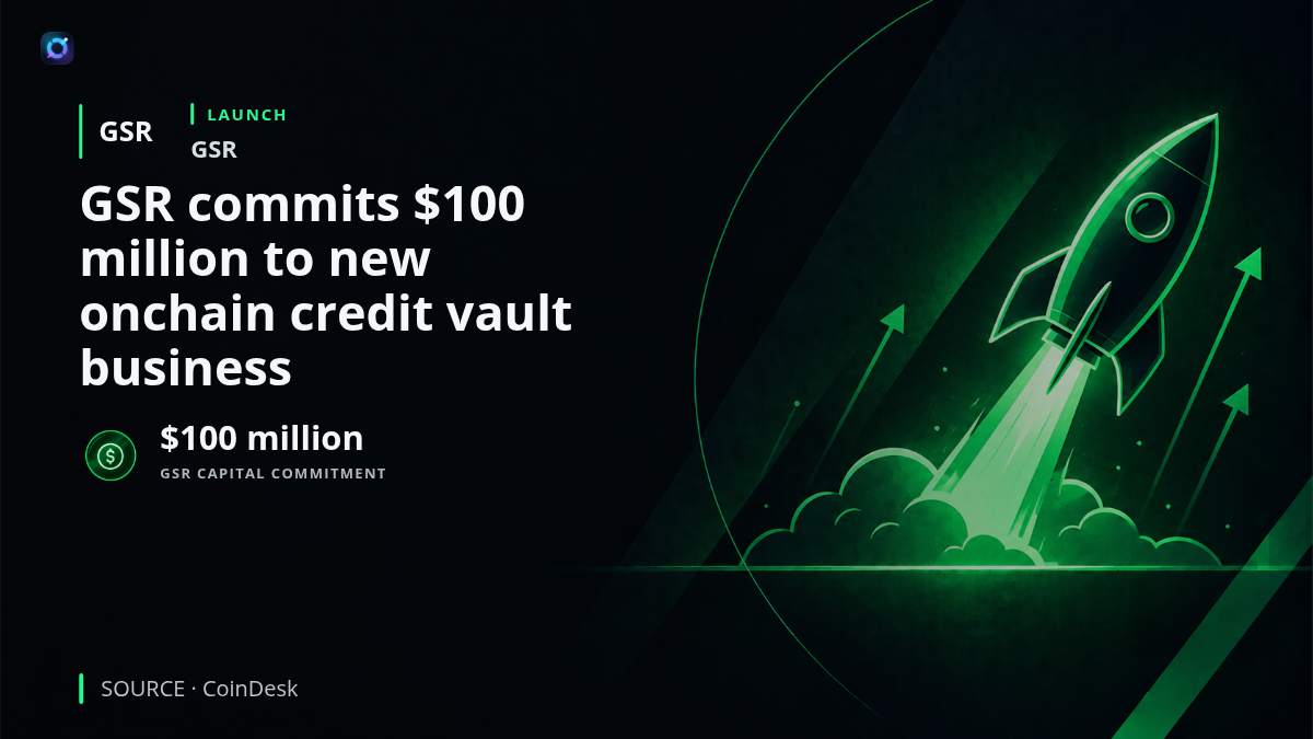 An institutional digital-asset vault concept representing GSR’s launch of Hare, a new onchain credit business backed by a $100 million commitment. The planned vaults will use GSR capital as anchor liquidity for stablecoin and tokenized-gold yield products.