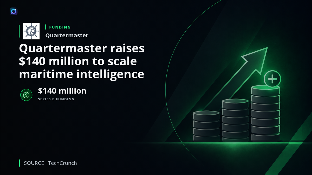 A commercial vessel equipped with connected maritime sensors, representing Quartermaster's $140 million Series B financing to scale its SmartMast intelligence network and manufacturing capacity.
