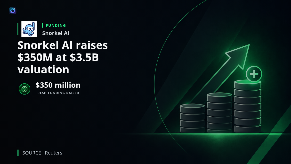 Snorkel AI branding with a funding graphic showing $350 million and a $3.5 billion valuation.