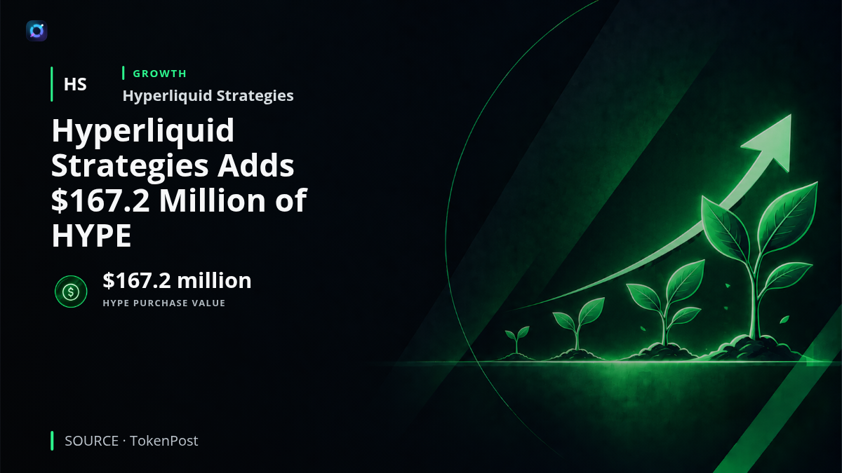 Investor alert graphic showing Hyperliquid Strategies adding $167.2 million of HYPE to its digital-asset treasury, increasing its holdings to about 37 million HYPE and expanding its exposure to the Hyperliquid ecosystem.