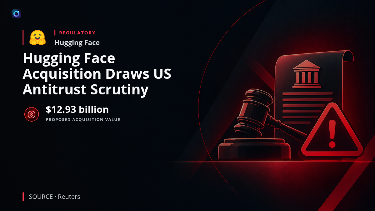 Hugging Face and Nvidia logos representing the proposed acquisition under US Department of Justice competition scrutiny.