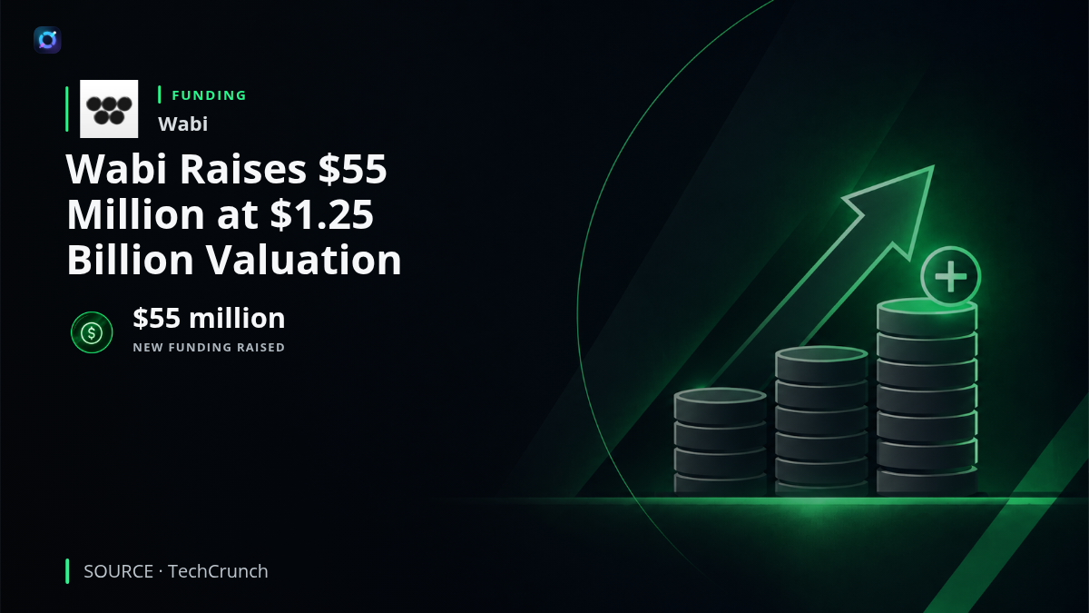 Wabi AI application branding representing its personal AI agent platform, following a $55 million funding round that valued the startup at $1.25 billion.