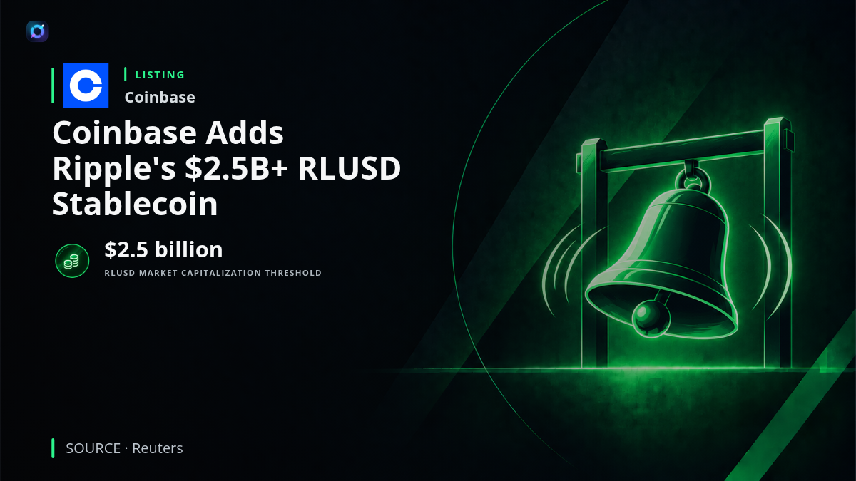 Coinbase and Ripple company logos alongside a digital stablecoin illustration highlighting RLUSD's market capitalization exceeding $2.5 billion.