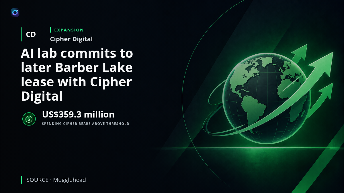 Cipher Digital data center infrastructure representing the later Barber Lake lease commitment from an AI lab.