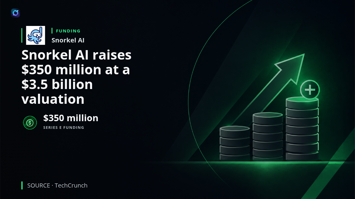 Snorkel AI branding with a funding graphic highlighting its $350 million Series E financing.