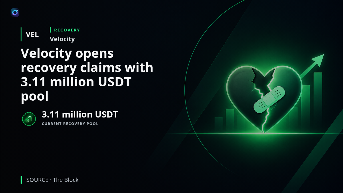 Illustration of Velocity, formerly Drift, opening exploit recovery claims, with a recovery pool labeled 3.11 million USDT and users represented as claimants awaiting reimbursement.
