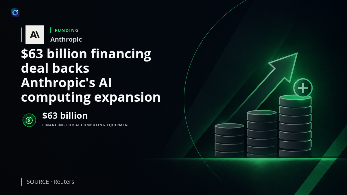 Illustration of AI computing infrastructure and semiconductor equipment representing a $63 billion financing structure involving major banks, Blackstone, Broadcom and Anthropic to fund AI accelerators and networking equipment.